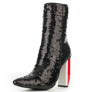 Sequin Black and Silver Reflector showstopper Ankle Boots